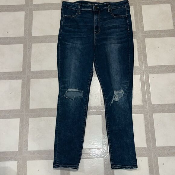 AMERICAN EAGLE NE(X)T LEVEL STRETCH SUPER HI-RISE DISTRESSED JEGGING SIZE 16 - Picture 4 of 12